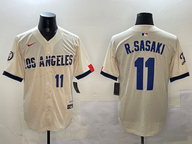 Men Los Angeles Dodgers #11 R Sasaki cream2025 MLB nike jersey style 10->los angeles dodgers->MLB Jersey